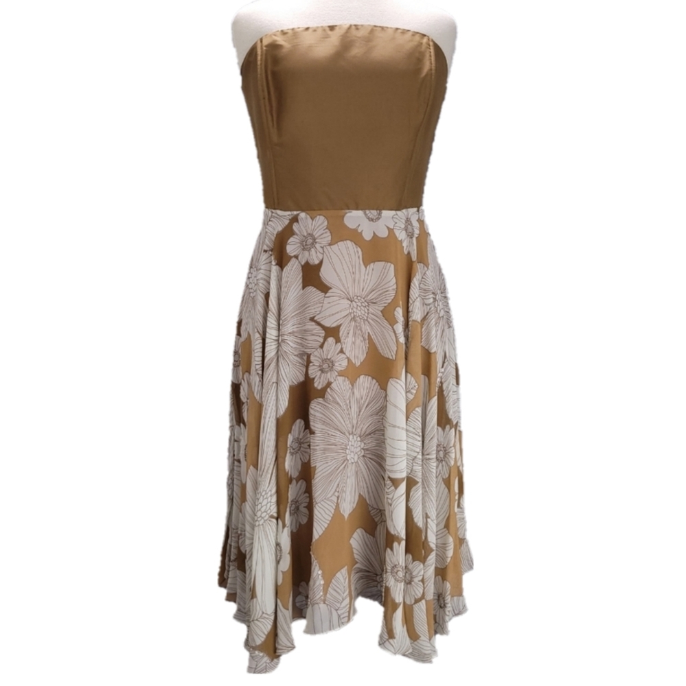 Spiegel Womens 10 Dress Knee Length Floral Sequins Fit Flare Sleeveless Silk